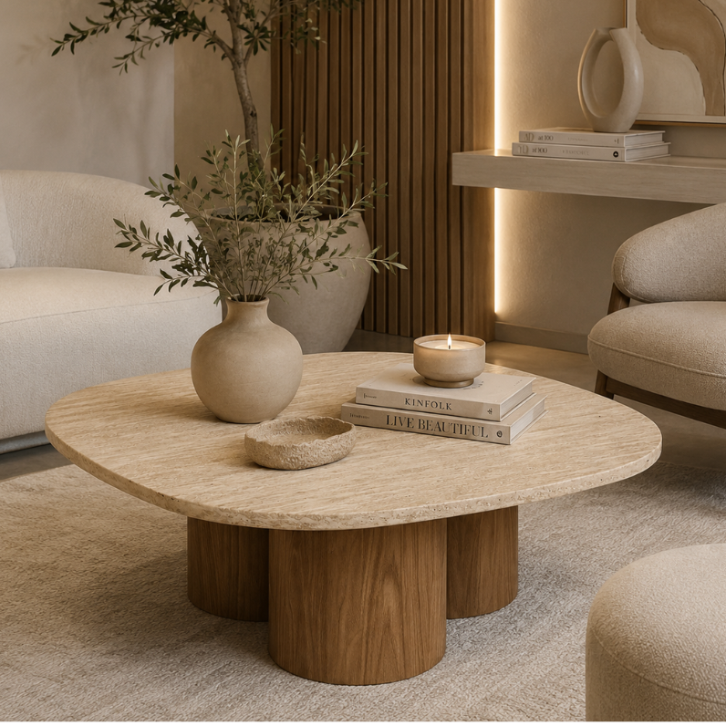 Nessa Triple-Pedestal Coffee Table
