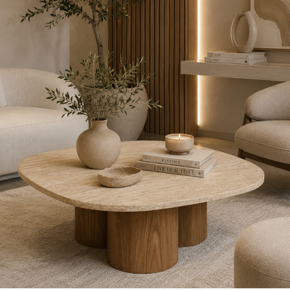 Nessa Triple-Pedestal Coffee Table