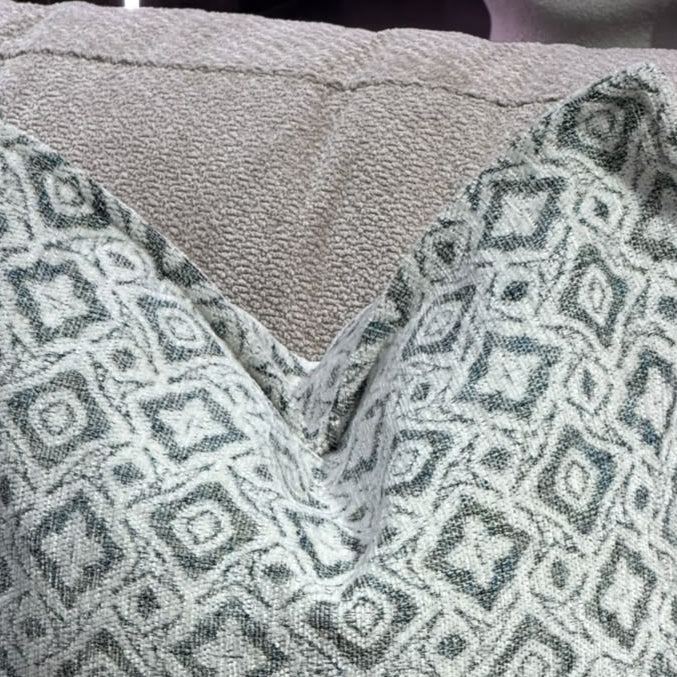 Geometric Pattern Decorative Cushion – Sea Foam &Ivory – 50 × 50 cm