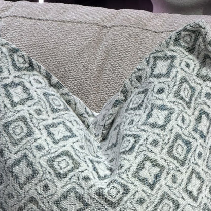 Geometric Pattern Decorative Cushion – Sea Foam &Ivory – 50 × 50 cm