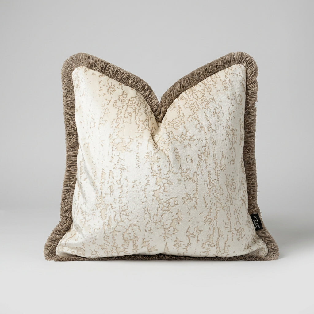 Luxury Abstract Decorative Cushion with Fringe – 50cm x 50cm