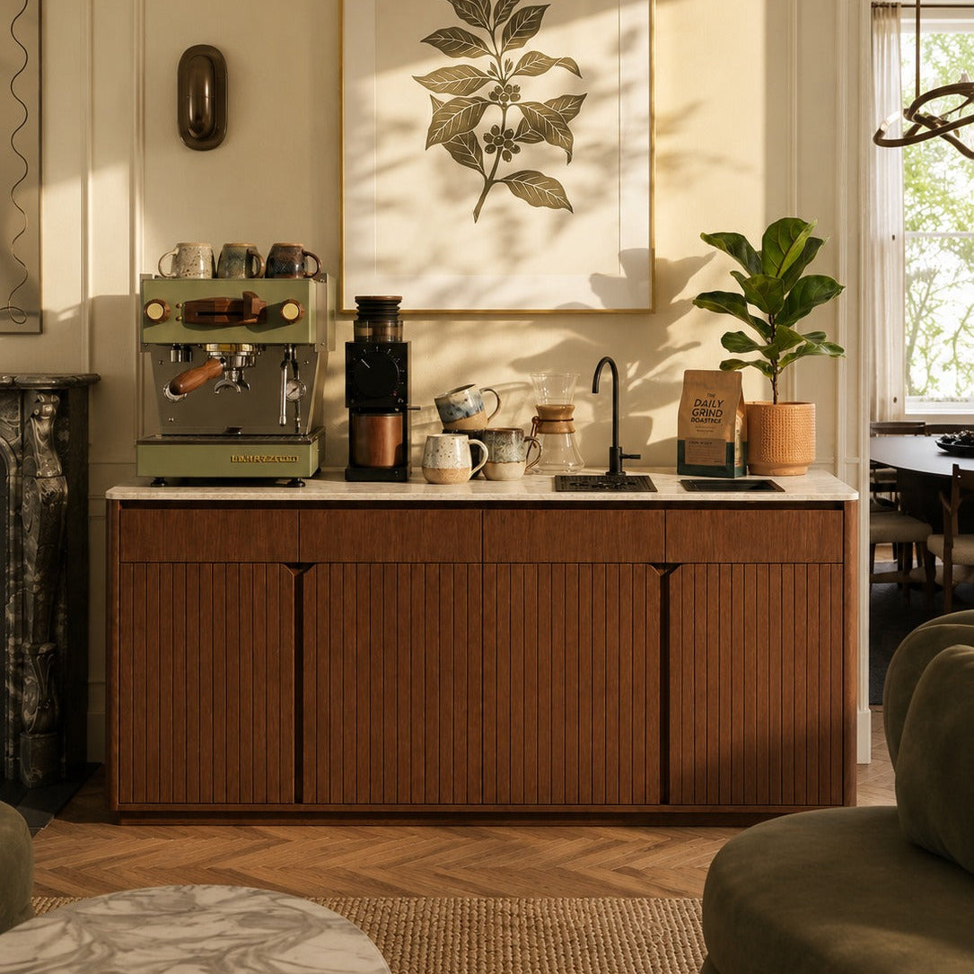 Luxury Wooden Bar Counter with Marble Top – 1800mm