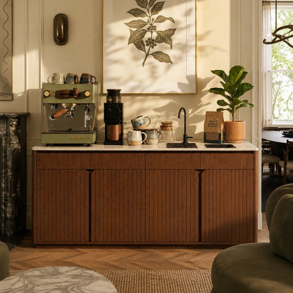 Luxury Wooden Bar Counter with Marble Top – 1800mm