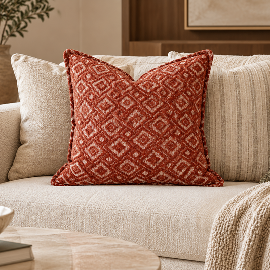 Geometric Textured Decorative Cushion – 50cm x 50cm
