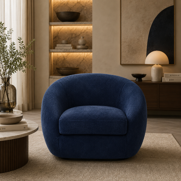 LUNA Swivel Armchair – Blue
