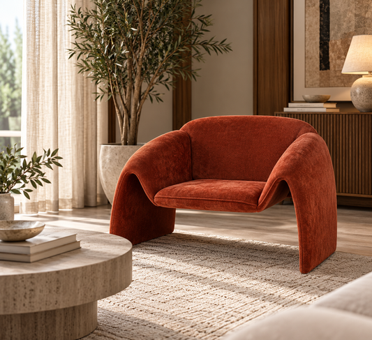 VELORA Rust Velvet Armchair