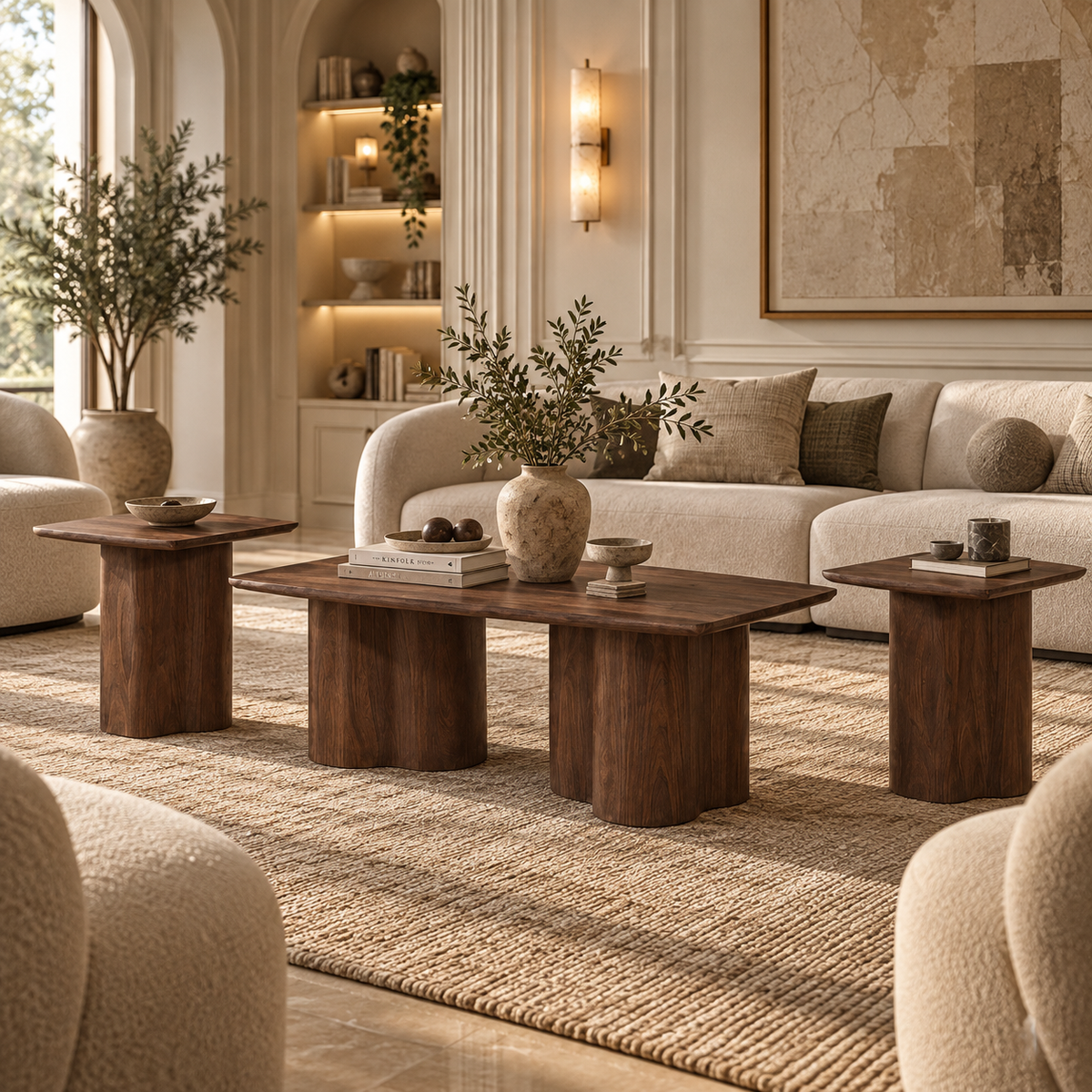 Noma Walnut Coffee & Side Table Set – 3 Pieces