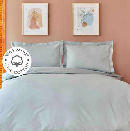 Karaca Home Back To Basic Blue Single Duvet Cover Set – 100% Cotton