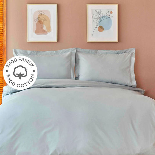 Karaca Home Back To Basic Blue Single Duvet Cover Set – 100% Cotton