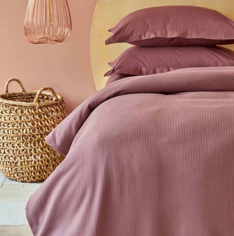 Karaca Home Back to Basic Sarabi Wine Double Bedspread – 200 × 220 cm
