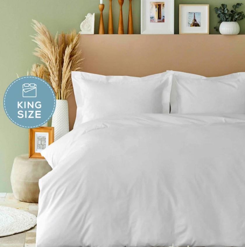 Back to Basic White King Size 100% Cotton Bedding Set – 4 Pieces