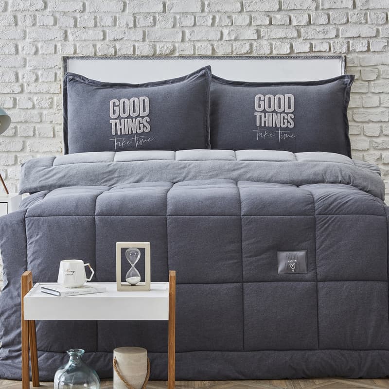 Karaca Home Softy Grey Single Comforter Set 160 × 220 cm