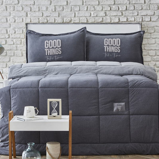 Karaca Home Softy Grey Single Comforter Set 160 × 220 cm
