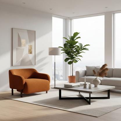 Brown armchair on a white background